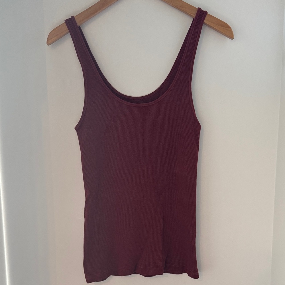 Brandy Melville Ribbed Tank Top in Deep Burgundy